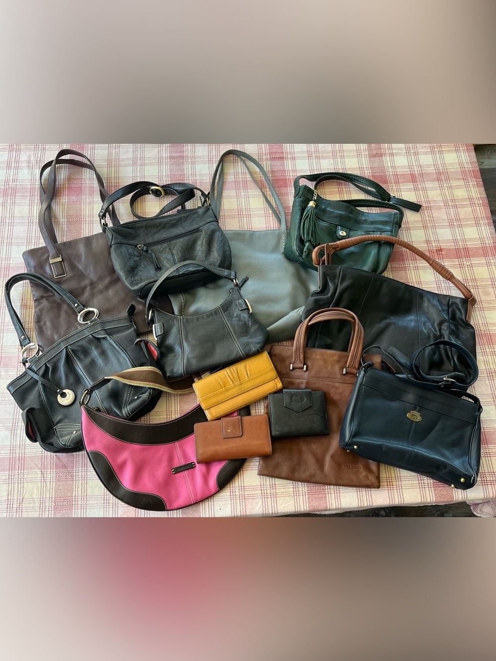 Lot of 13 Genuine Leather Purses Wallets Handbags Purse Crossbody Shoulder VTG